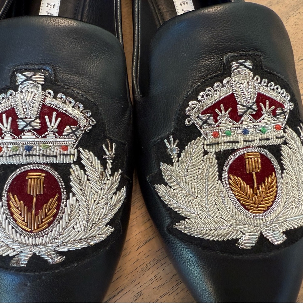 Veronica Beard  Black and Tan Embroidered Loafers NEW 1 Box original - Picture 4 of 10